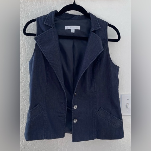 New York Company Dark Blue Soft Denim Vest - Picture 2 of 4